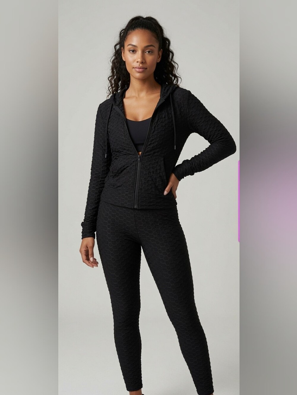 Textured Black Athletic Suit